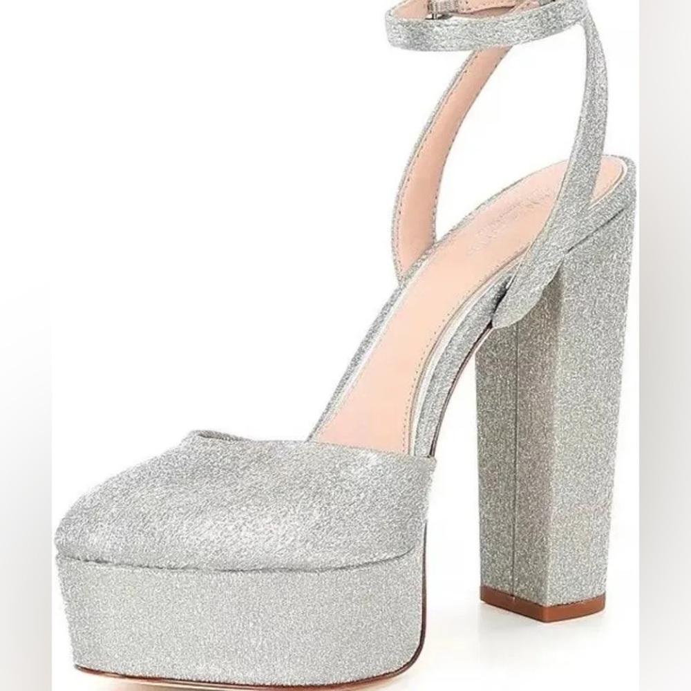 Antonio Melani - Born On Fifth X Silver Glitter Chunky Heels NWOB